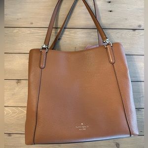 kate spade leather jackson medium  triple compartment shoulder bag in brown